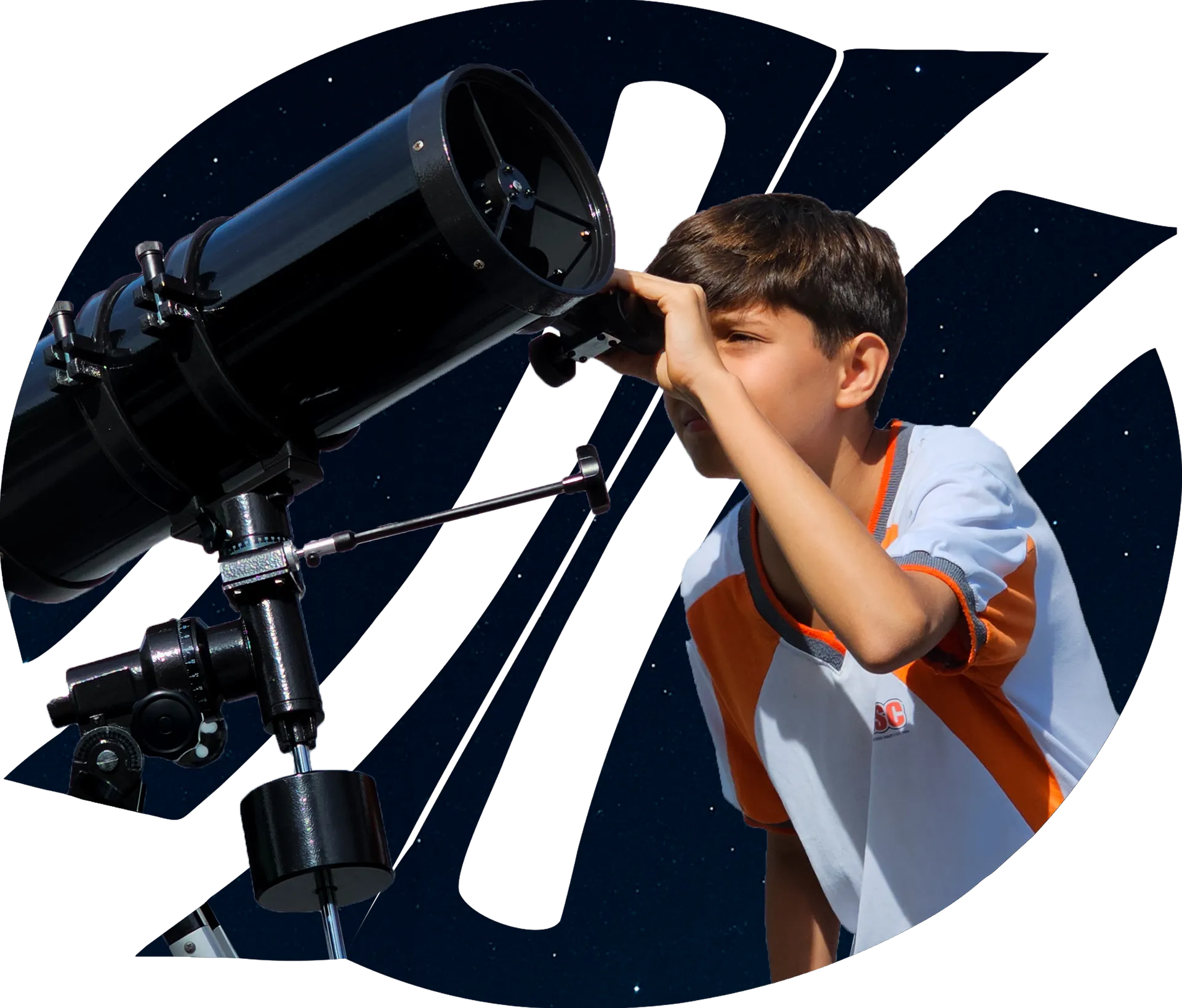 Alunos em um observatório de astronomia